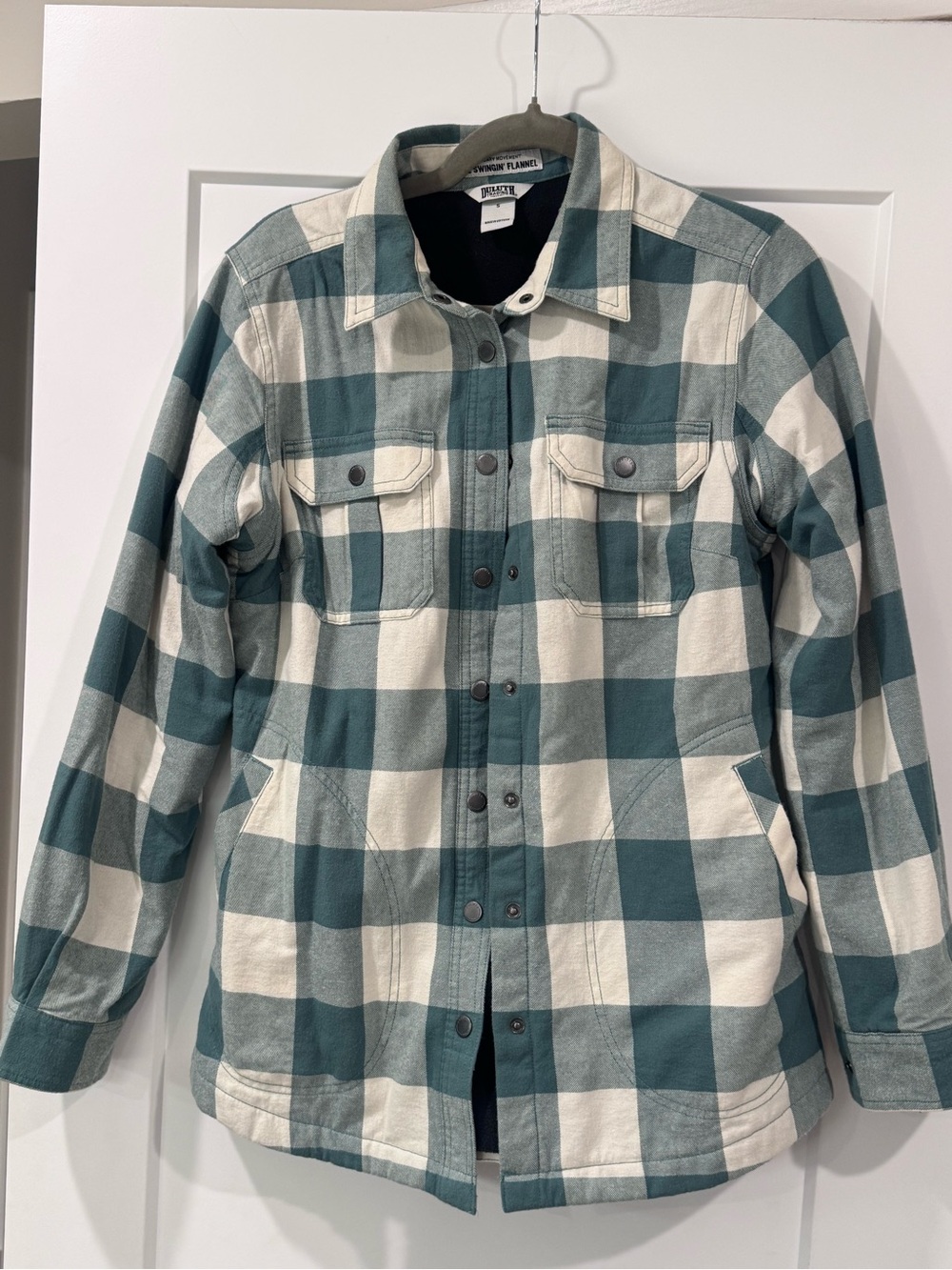 Duluth Trading Co Plaid Utility Jacket - Teal & Cream